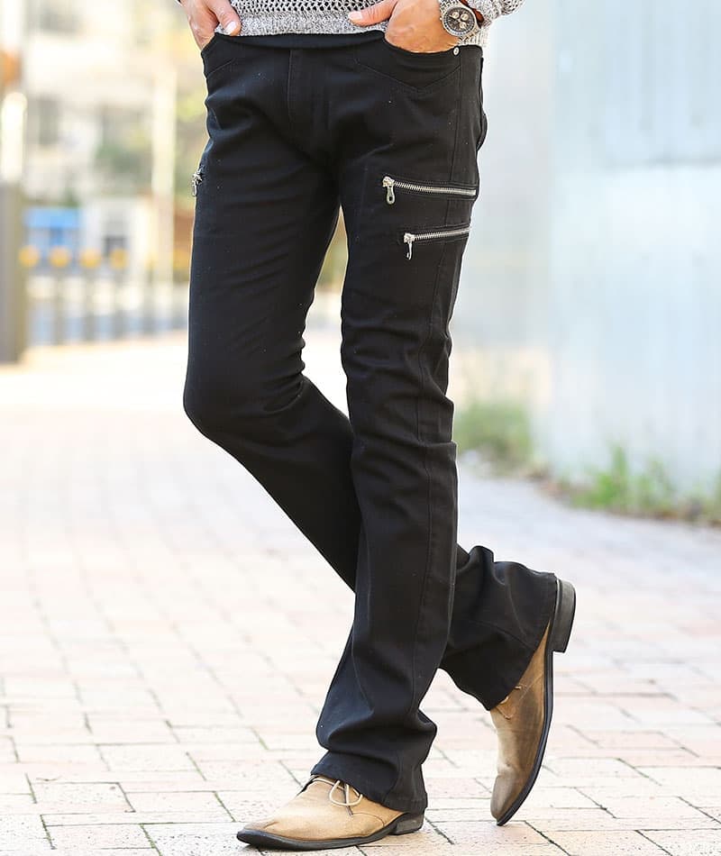 3ジップブーツカットフレアパンツ