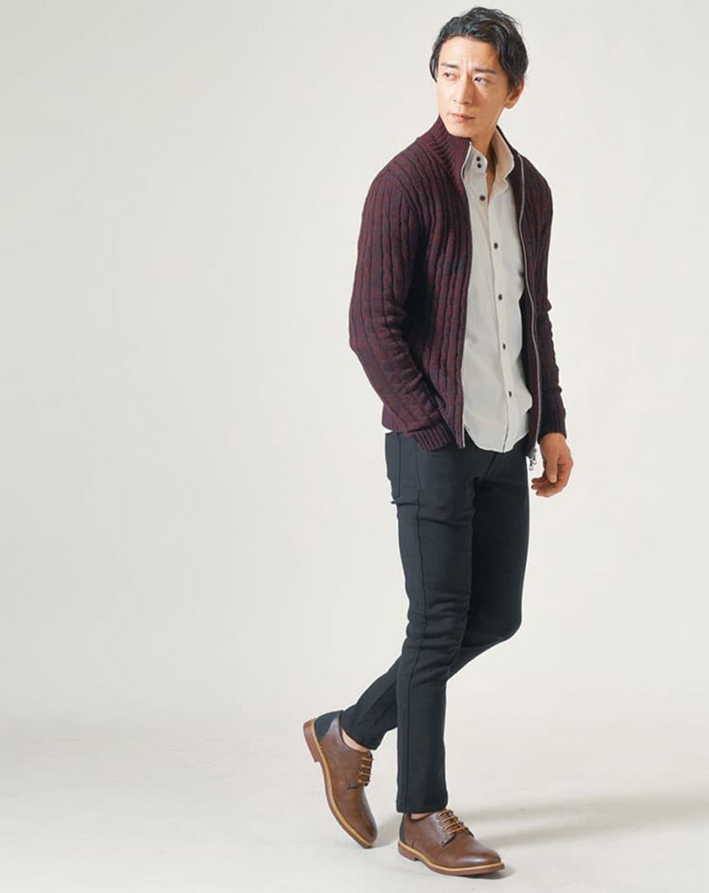 日本製スリムフィットボタンダウン長袖ブロードシャツ