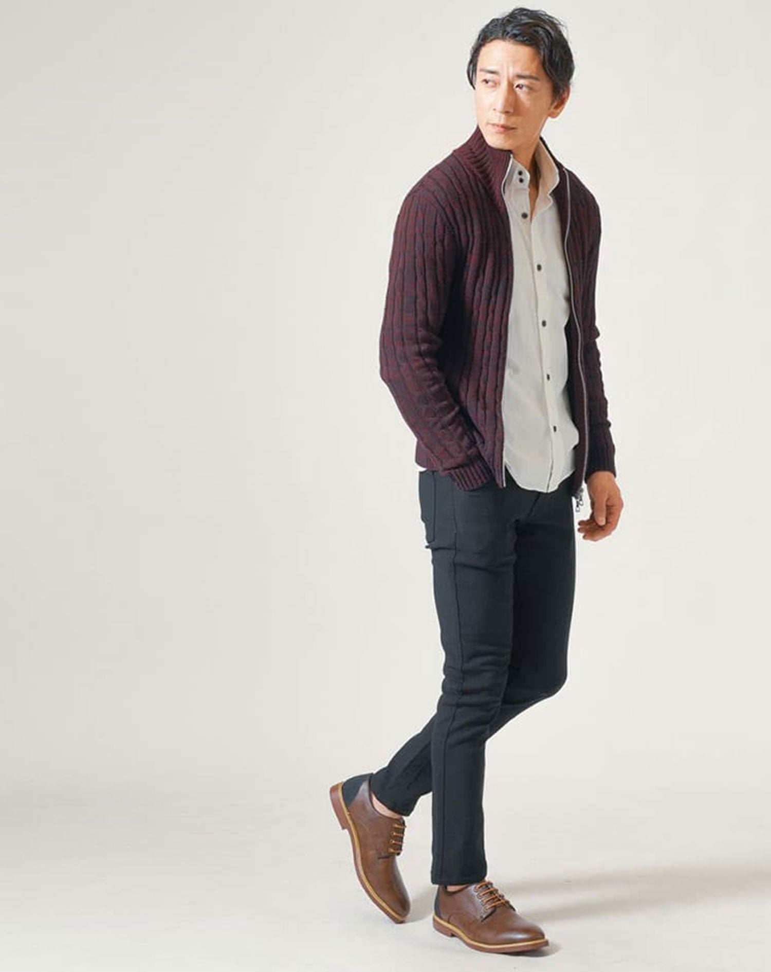 日本製スリムフィットボタンダウン長袖ブロードシャツ