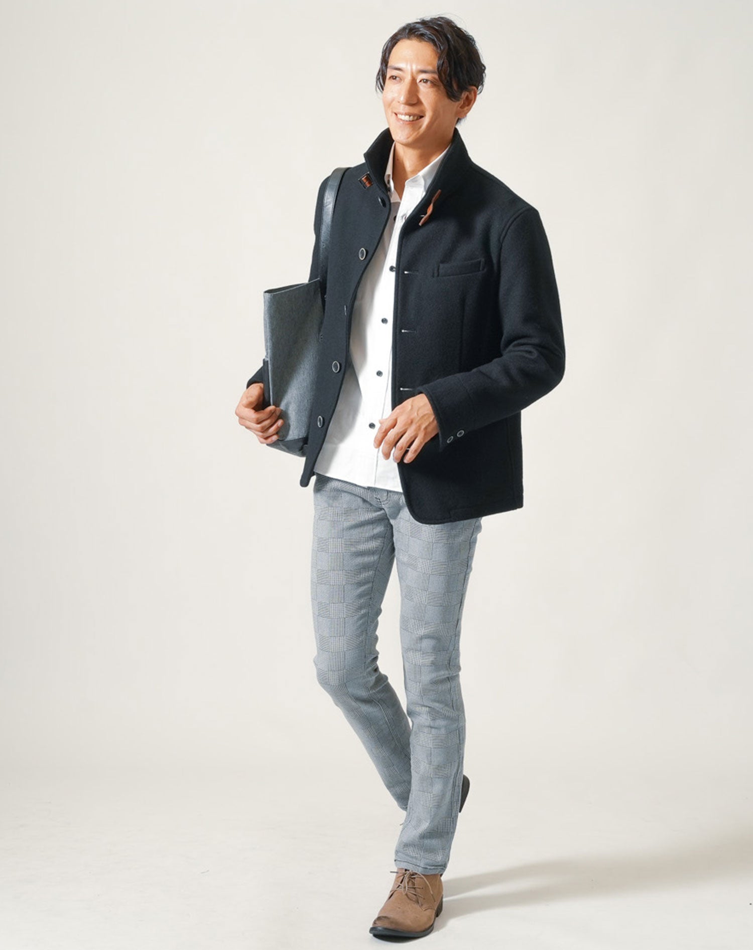 日本製スリムフィットボタンダウン長袖ブロードシャツ