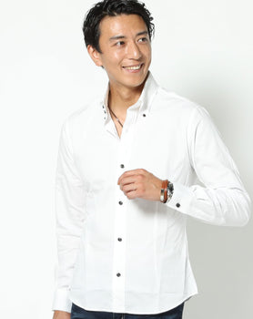 日本製スリムフィットボタンダウン長袖ブロードシャツ