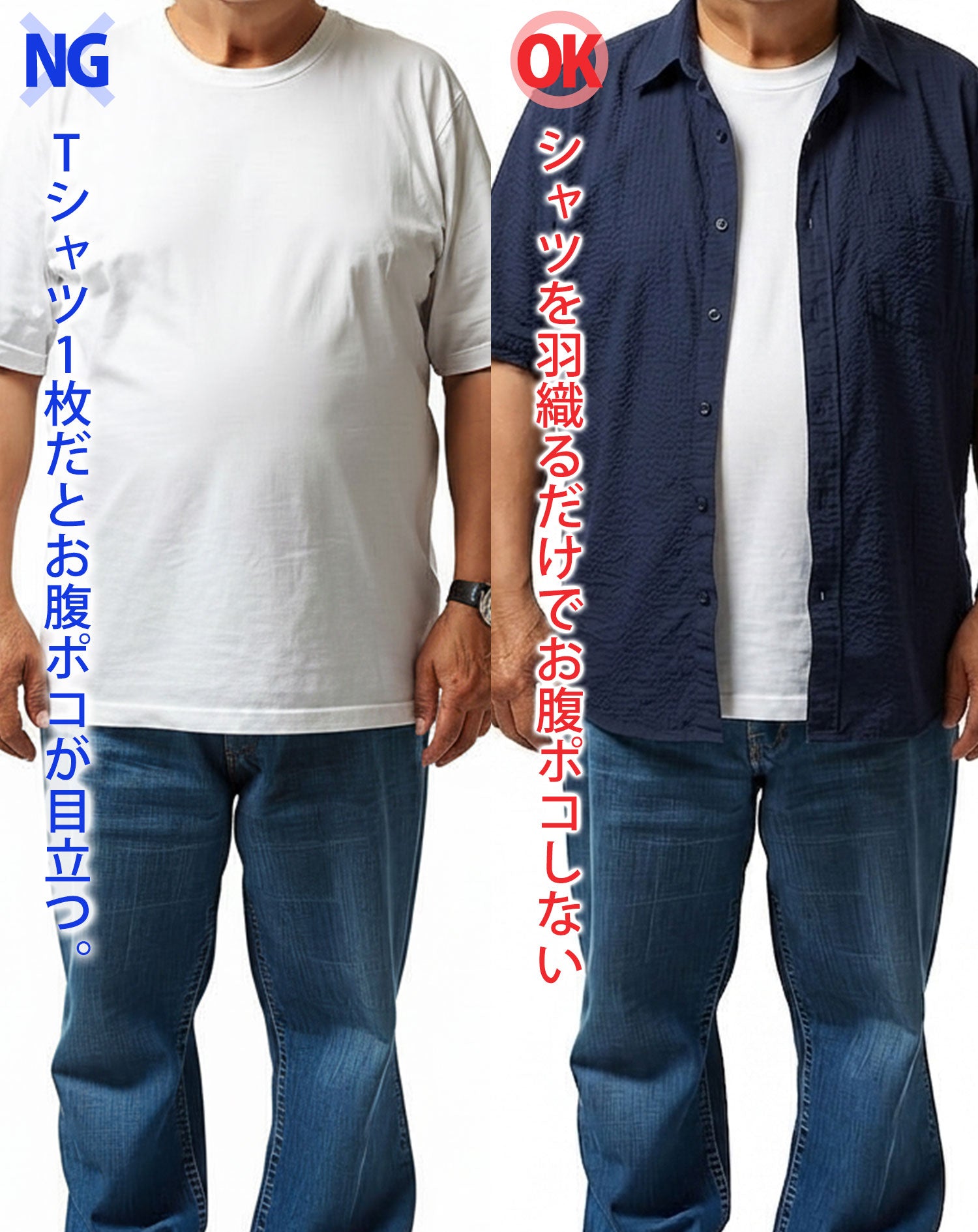 夏の体型カバーに使える風通し約5倍ブレサブルクール半袖ストレッチシャツ