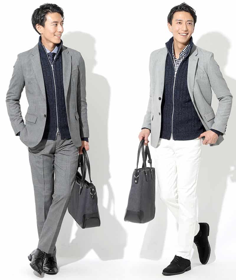 綿100%　W（ダブル）ジップアップスタンドニットアウター