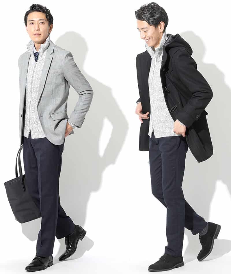 綿100%　W（ダブル）ジップアップスタンドニットアウター