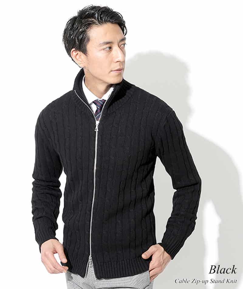 綿100%　W（ダブル）ジップアップスタンドニットアウター