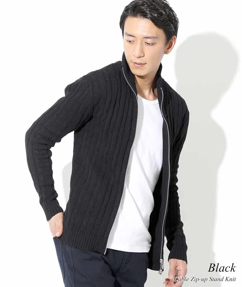 綿100%　W（ダブル）ジップアップスタンドニットアウター