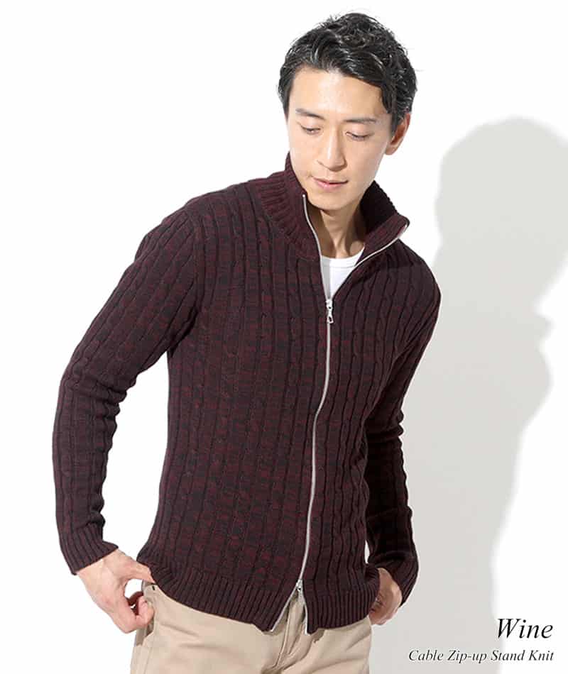 綿100%　W（ダブル）ジップアップスタンドニットアウター