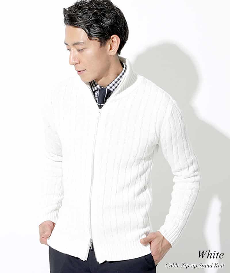 綿100%　W（ダブル）ジップアップスタンドニットアウター