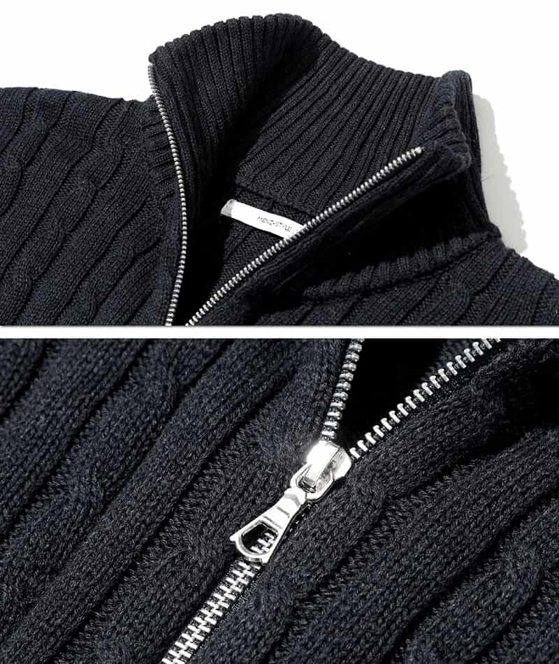 綿100%　W（ダブル）ジップアップスタンドニットアウター