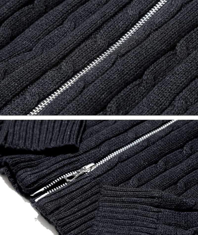 綿100%　W（ダブル）ジップアップスタンドニットアウター