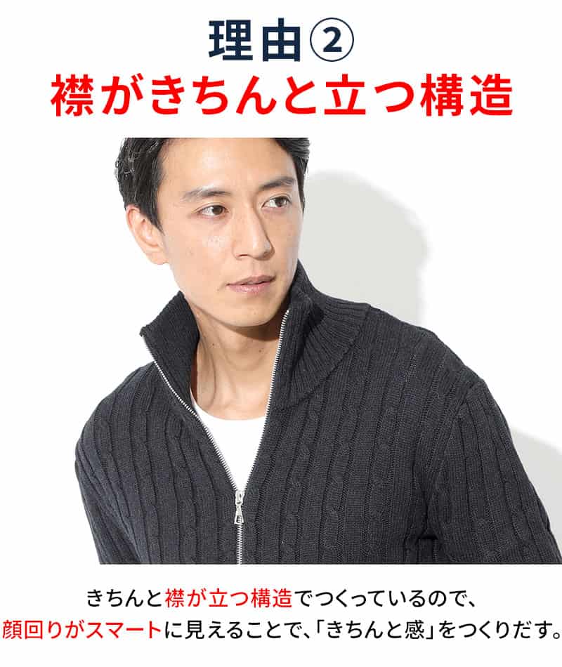 綿100%　W（ダブル）ジップアップスタンドニットアウター