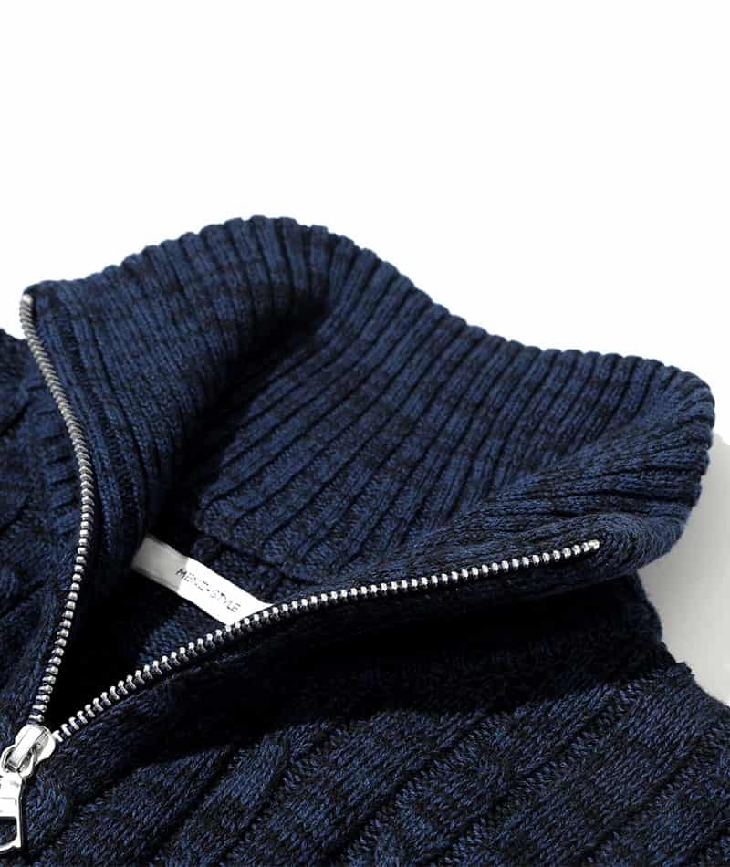 綿100%　W（ダブル）ジップアップスタンドニットアウター
