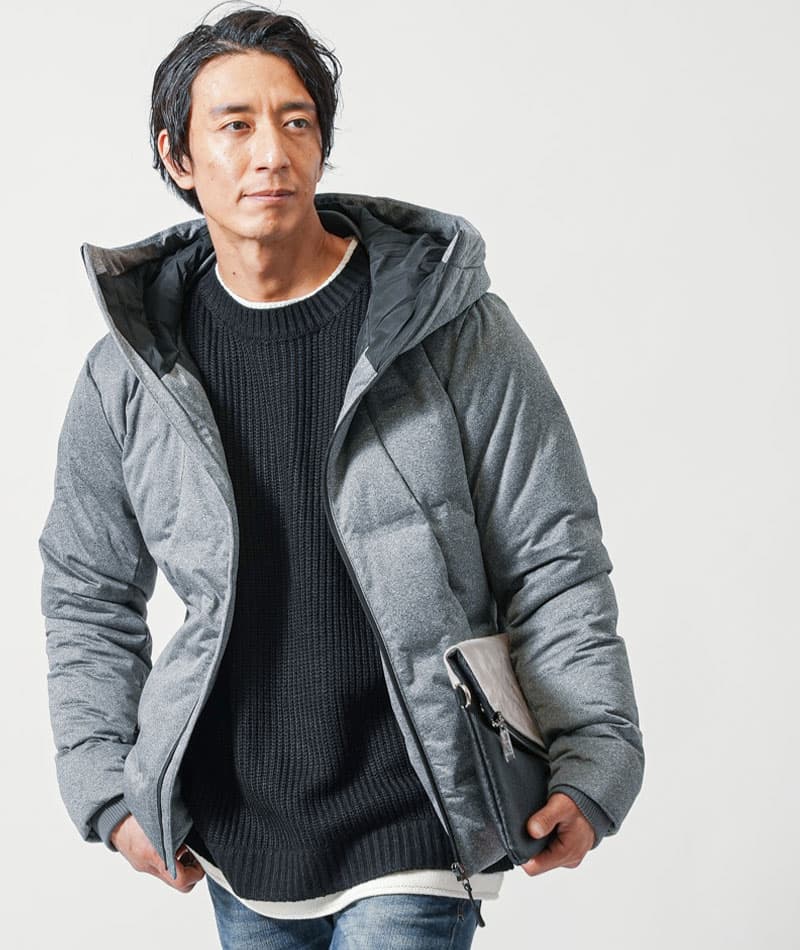 フェイクレイヤード長袖クルーネックニット