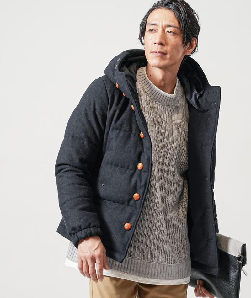 フェイクレイヤード長袖クルーネックニット