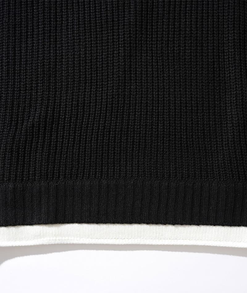 フェイクレイヤード長袖クルーネックニット