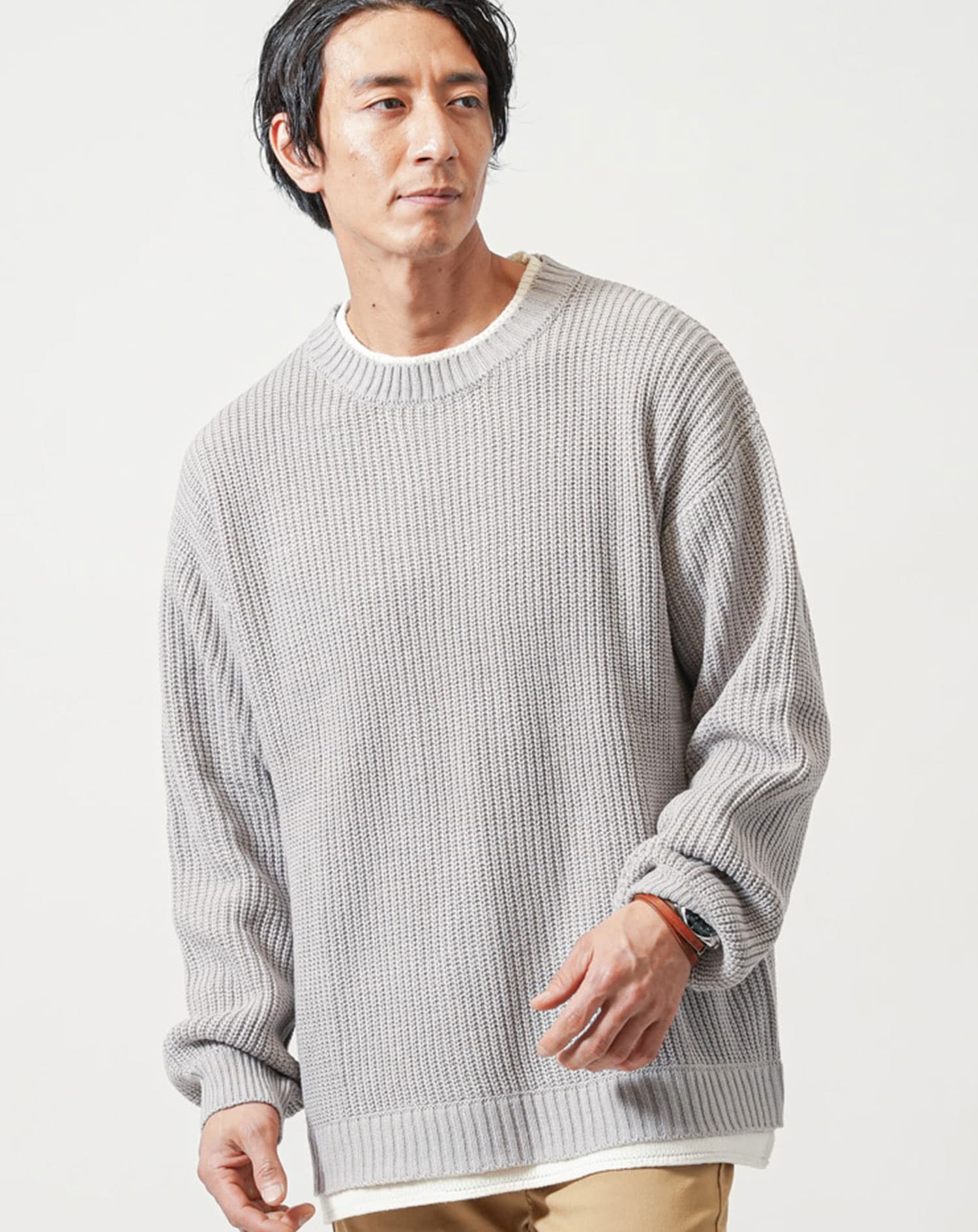 グレーTシャツ メンズ 長袖 グレーロンT かっこいい/おしゃれ 厚手