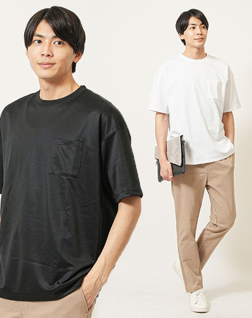 20代メンズ夏の3点コーデセット　白半袖Tシャツ×黒半袖シャツ×ベージュスリムチノイージーパンツ