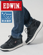 防水設計PUレザーレースアップハイカットスニーカー