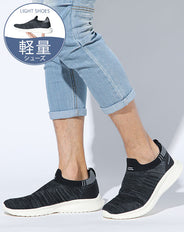 軽量設計アッパーニット素材スリッポンスニーカー