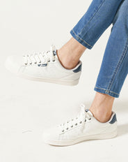 PUレザー配色切り替えレースアップローカットスニーカー