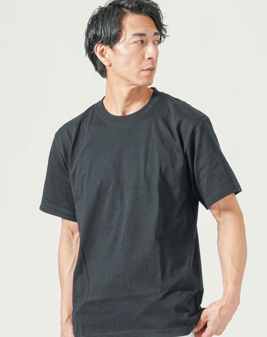 厚手生地クルーネック半袖無地Tシャツ