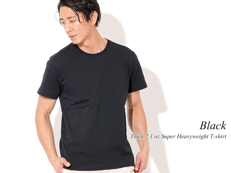 厚手7.1オンス丸首スーパーヘビーウェイト半袖黒Tシャツ Biz