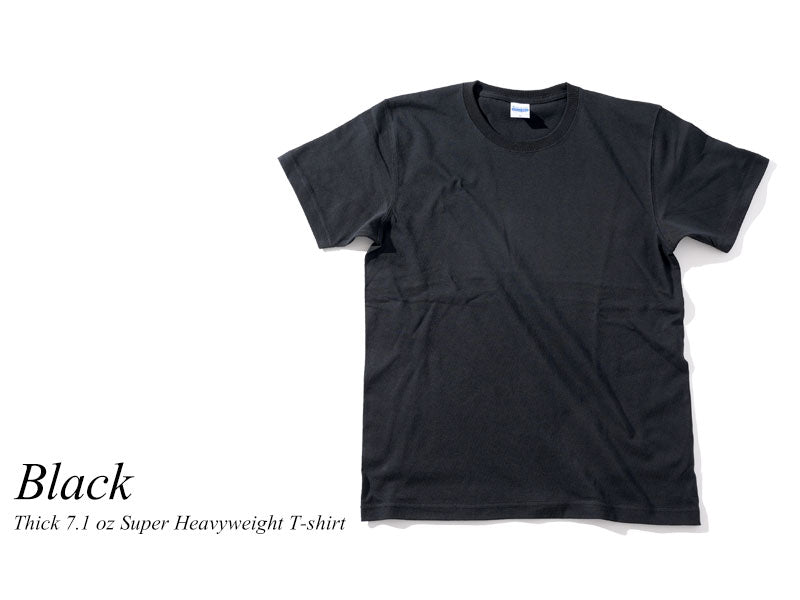 厚手7.1オンス丸首スーパーヘビーウェイト半袖黒Tシャツ