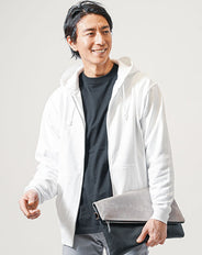 裏パイル長袖スウェットジップアップパーカー