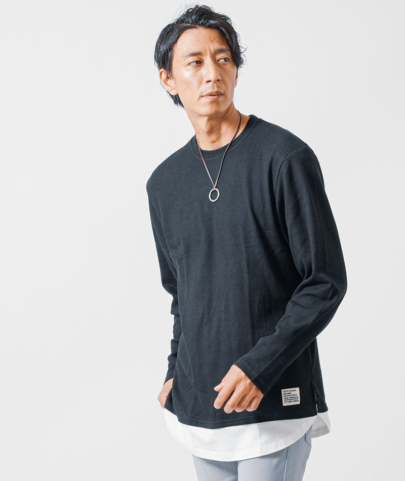 Tシャツ カットソー メンズ ワッフル素材 長袖 おしゃれ ブランド 人気