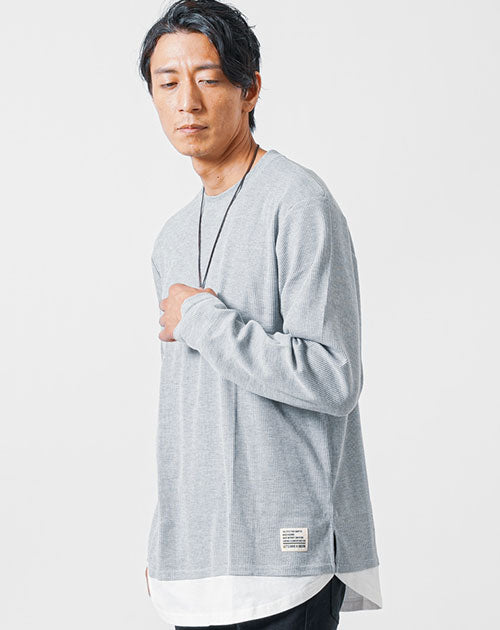 Tシャツ カットソー メンズ ワッフル素材 長袖 おしゃれ ブランド 人気