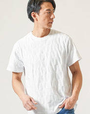 うっすらジャガード半袖クルーネックTシャツ