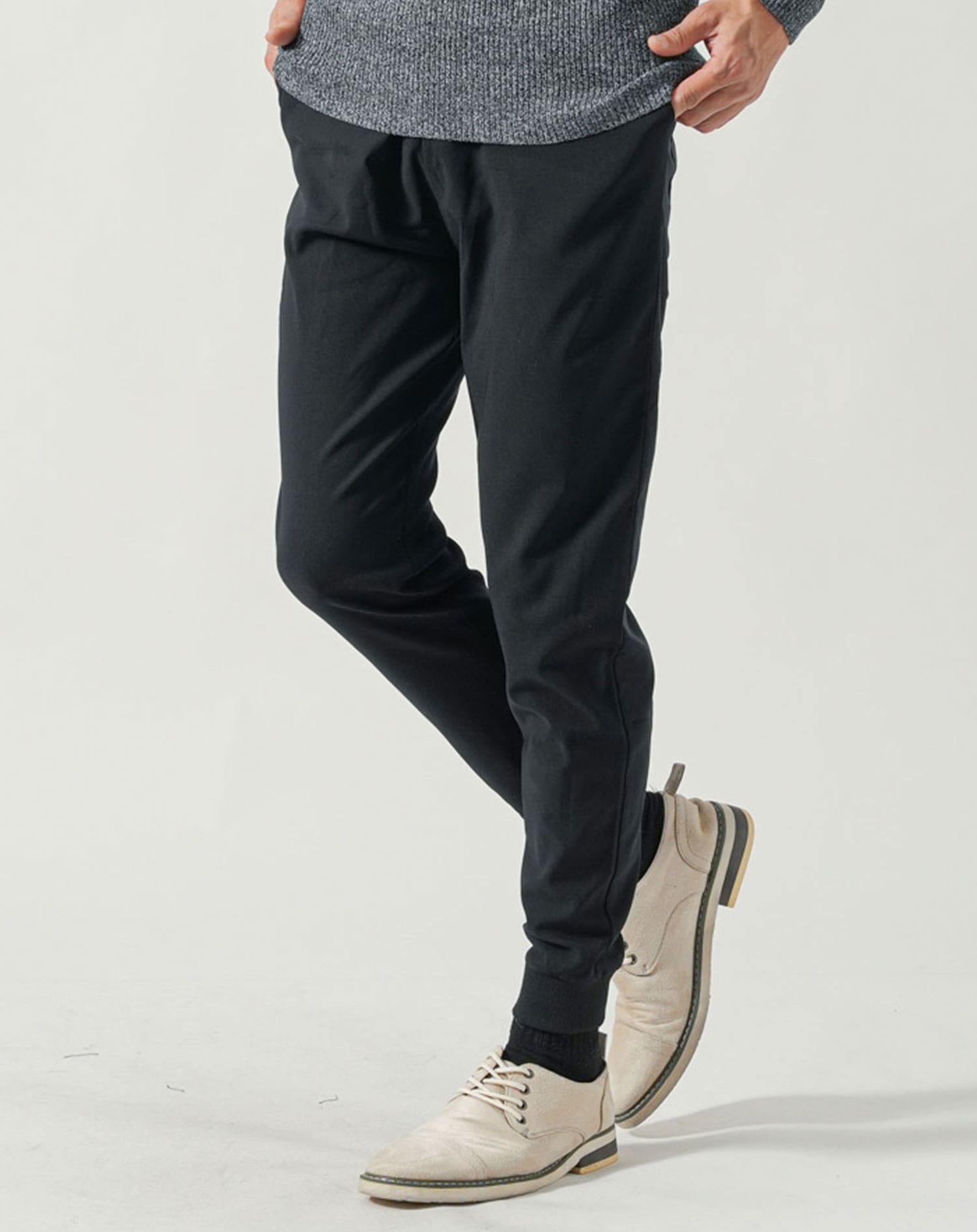 冬用裏起毛スーパーストレッチテーパードチノジョガーパンツ メンズ