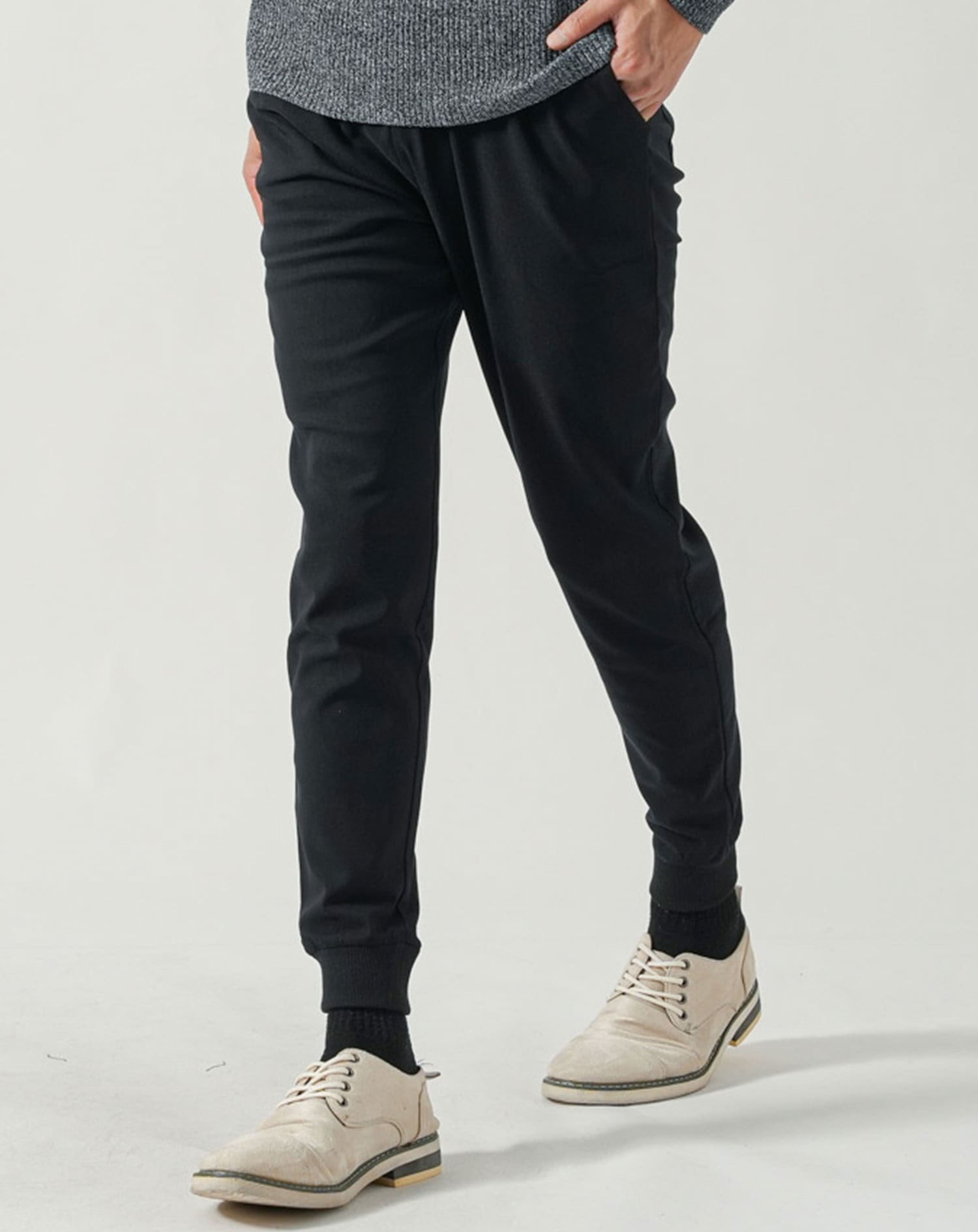 冬用裏起毛スーパーストレッチテーパードチノジョガーパンツ メンズ