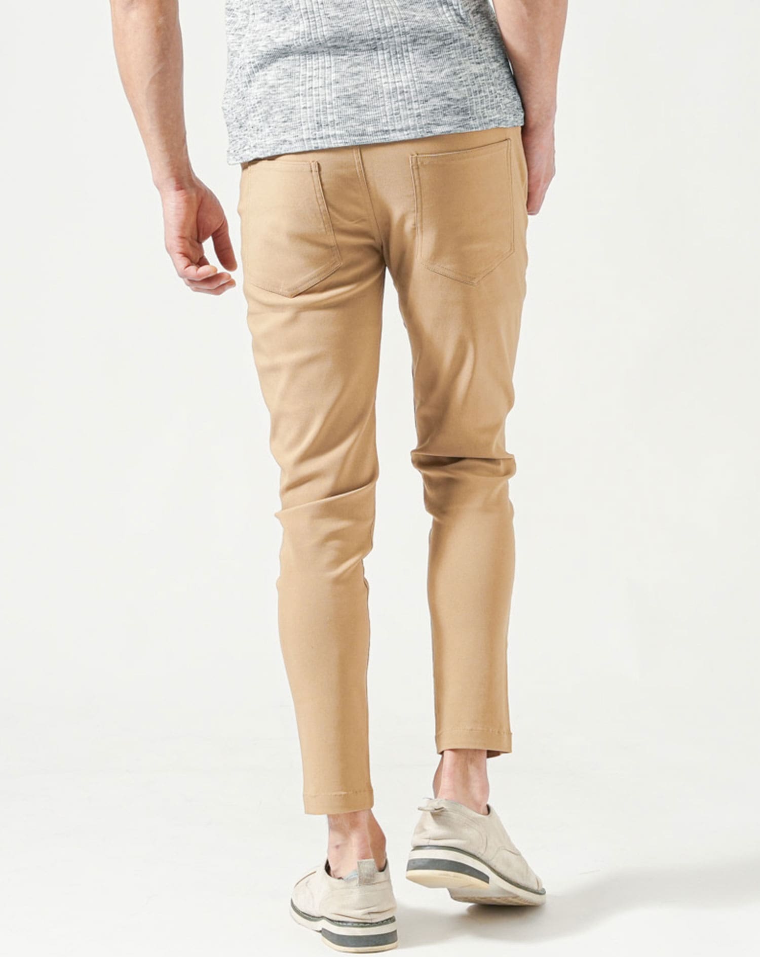 STILE LATINO チノパンツ テーパード 46 ベージュ 無地 長ズボン 接触冷感 チノパン メンズ スーパーストレッチ アンクル丈 テーパード