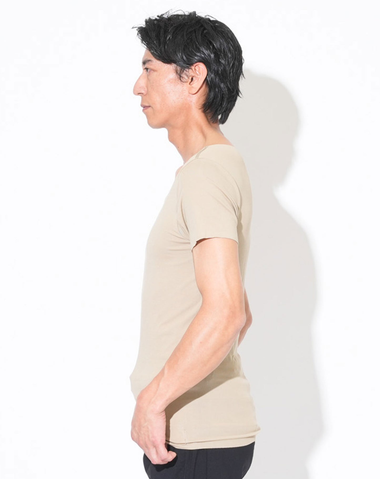 Tシャツ専用インナー　汗取りパット付きカットオフUネック短半袖Tシャツ