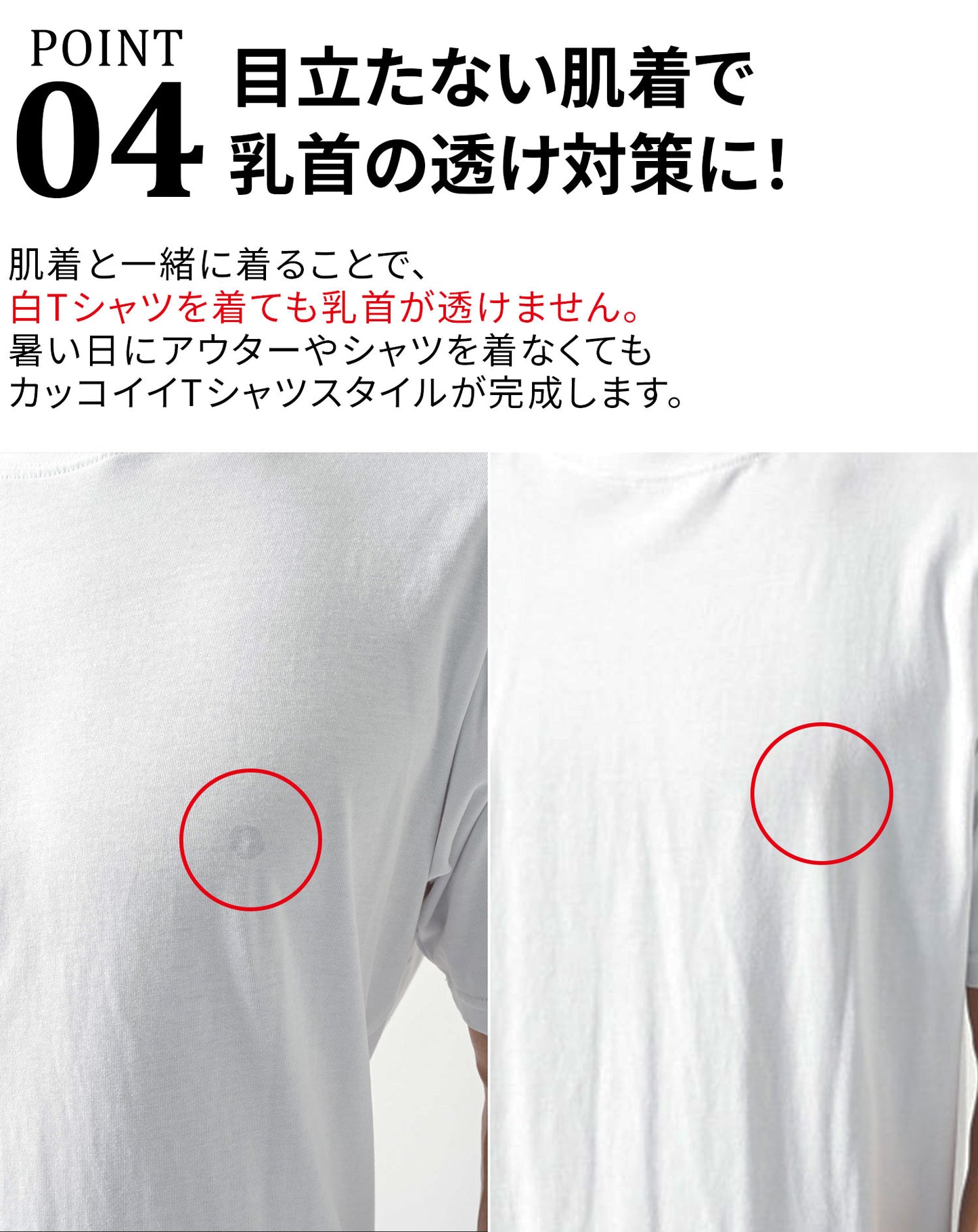 Tシャツ専用インナー　汗取りパット付きカットオフUネック短半袖Tシャツ