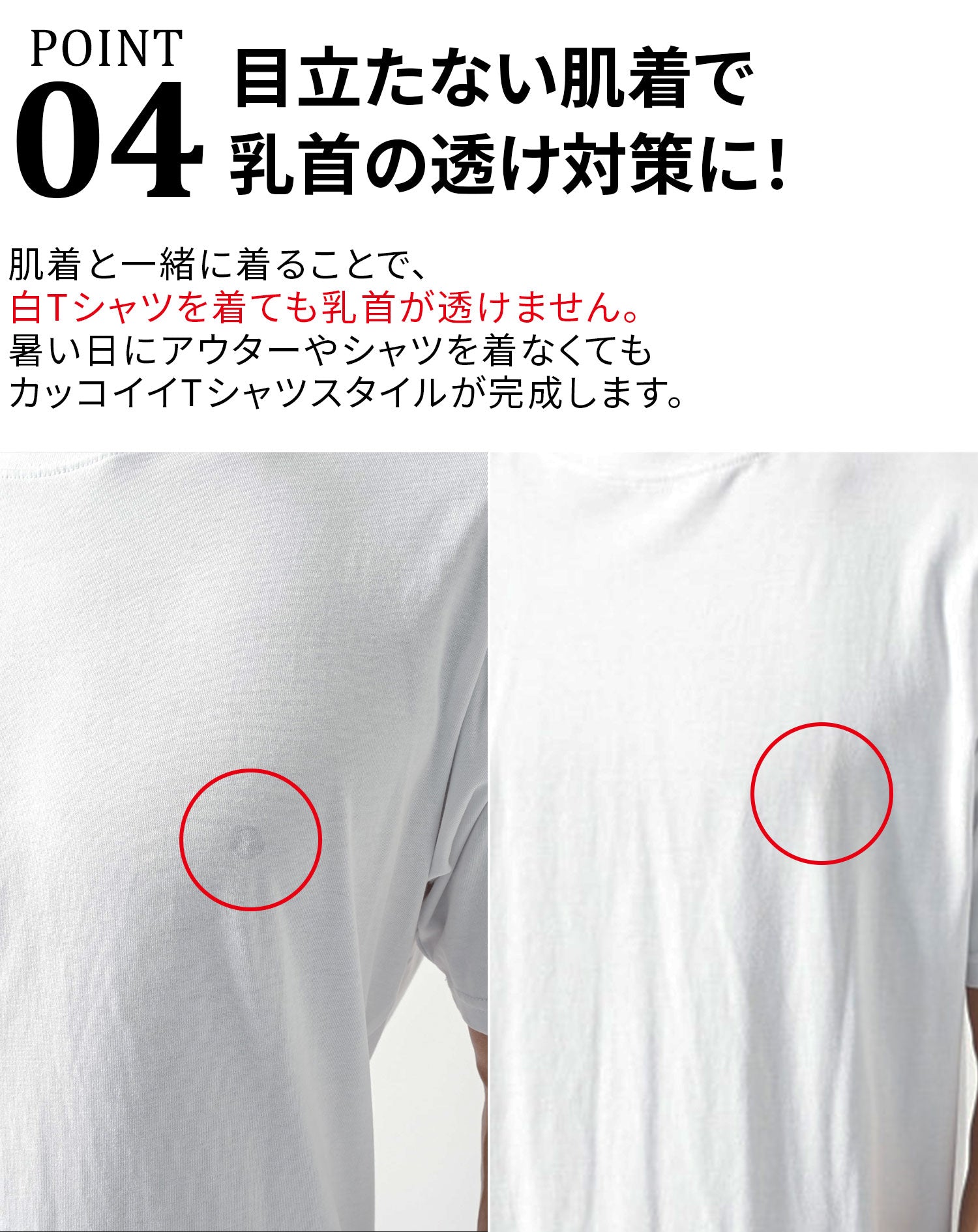 Tシャツ専用インナー　汗取りパット付きカットオフUネック短半袖Tシャツ