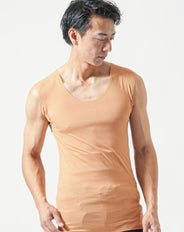 Tシャツ専用インナー 汗取りパット付きカットオフUネックノースリーブ・半袖Tシャツ