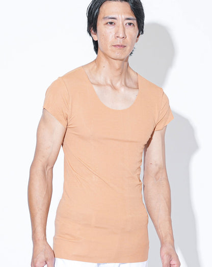 Tシャツ専用インナー　汗取りパット付きカットオフUネックノースリーブ・半袖Tシャツ