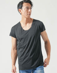 Tシャツ専用インナー 汗取りパット付きカットオフUネック短半袖Tシャツ