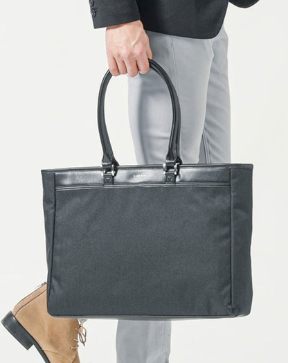 リベルトエドウィン(LiBERTO EDWIN)ヘリンボーン切り替えファスナー付きトートバッグ