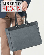 リベルトエドウィン(LiBERTO EDWIN)ヘリンボーン切り替えファスナー付きトートバッグ