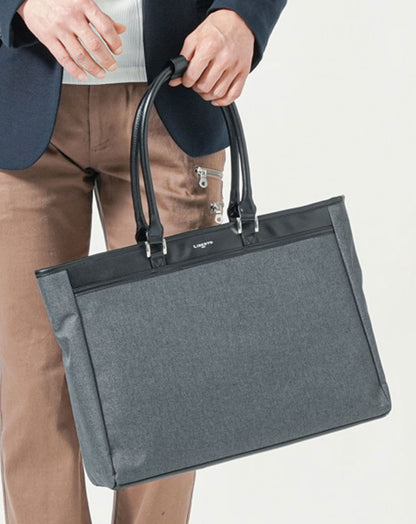 リベルトエドウィン(LiBERTO EDWIN)ヘリンボーン切り替えファスナー付きトートバッグ