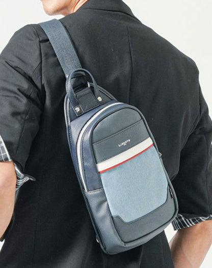 リベルトエドウィン(LiBERTO EDWIN)デニム×PUレザー切り替えボディバッグ