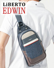リベルトエドウィン(LiBERTO EDWIN)デニム×PUレザー切り替えボディバッグ