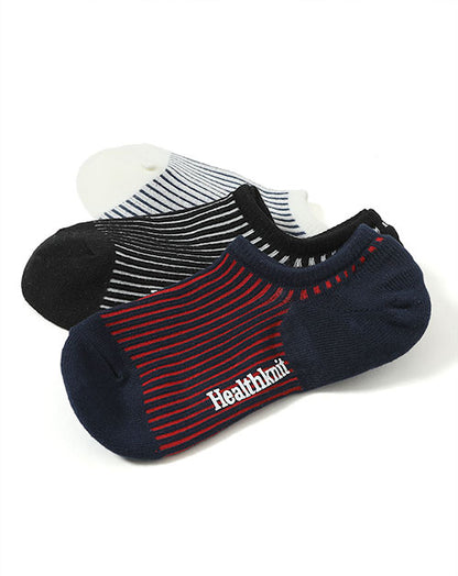 Healthknit 細ボーダーデザインソックス　3点セット