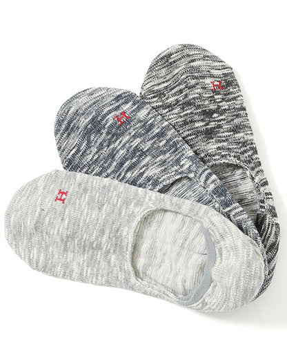 Healthknit 杢スラブ素材ロゴ入りインステップソックス　3点セット