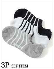 Healthknit パネルボーダーデザインソックス 3点セット