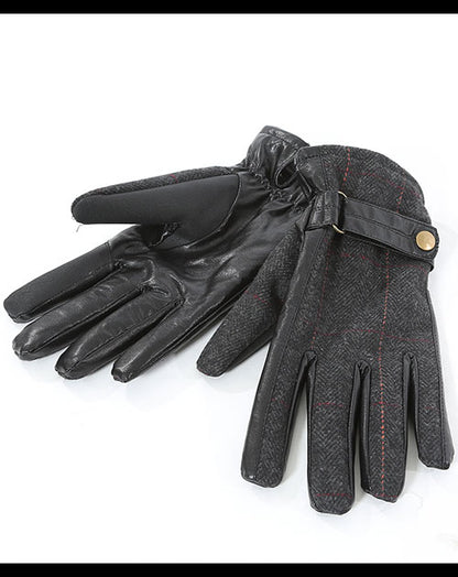 スマホ対応ツイード切り替えＰＵレザーグローブ
