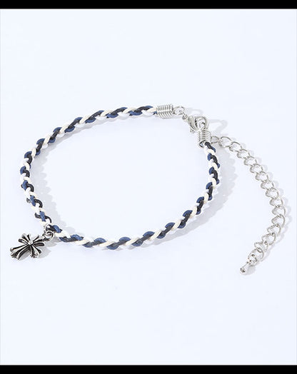 クロスデザイン編み込みアンクレット